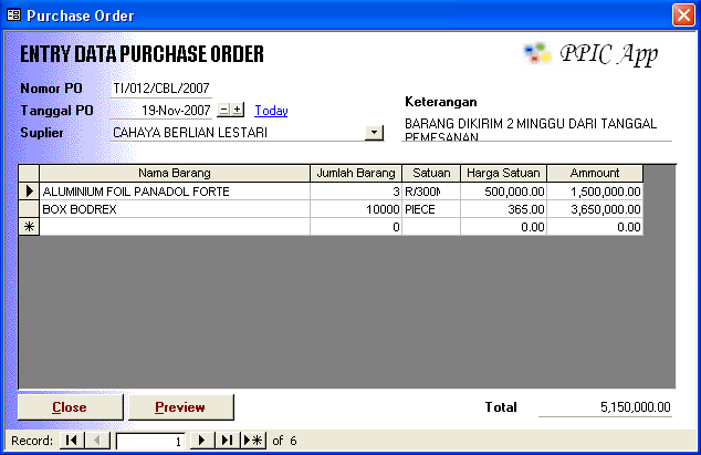 Contoh Purchase Order Excel Bahasa Indonesia