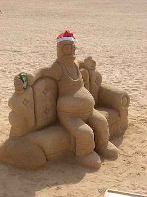 Homer Simpson on the beach - Sand Art