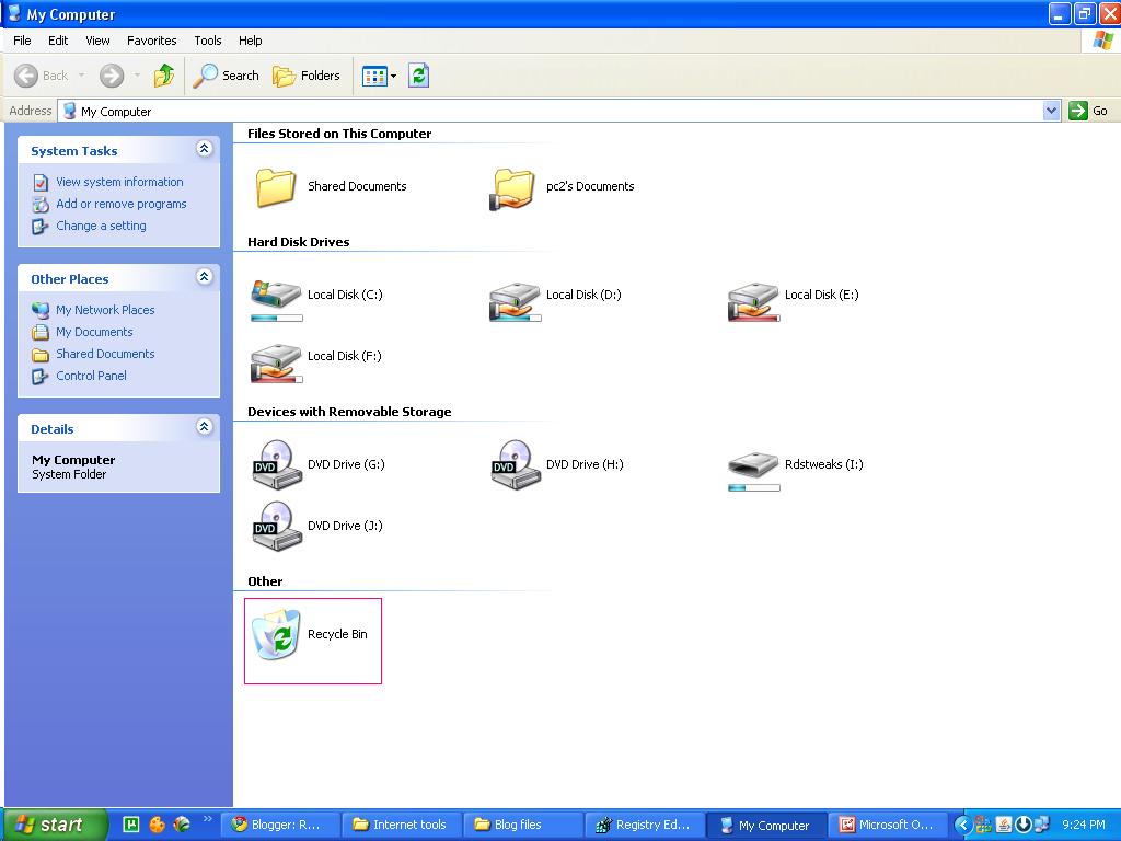 RDS Tweaks Add Recycle Bin In My Computer