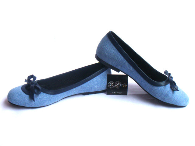 denim flats with bow