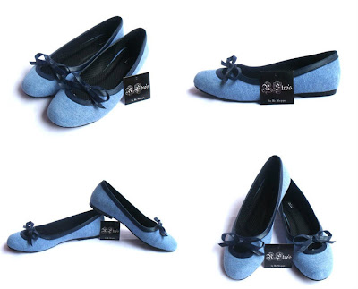 denim bow shoes