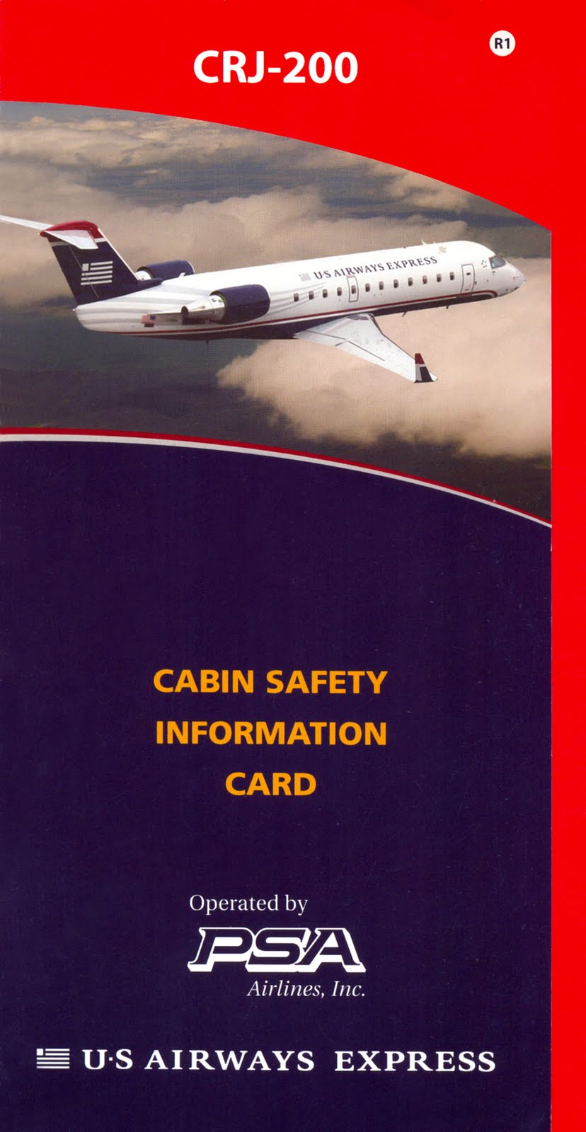 World Safety Cards US Airways Express Bombardier CRJ200