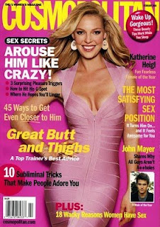 Cosmo Magazine cover featuring this article: Arouse him like crazy!  3 surprising pleasure triggers, How to hit his G-spot, Where he hopes you'll linger; and The most satisfying sex position: it turns him on and it feels awesome for you; and 45 ways to get even closer to him!