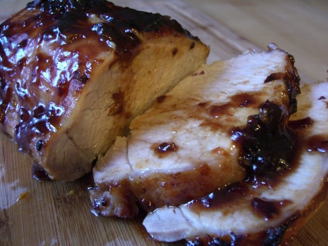 Raspberry Hoisin Glazed Roast Pork Loin