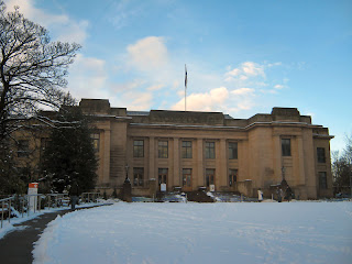 Exterior of The Great North Museum in the snow