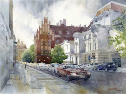 watercolor paintings grzegorz street scenes wrobel artists urban watercolour painting acuarela artist architecture poland arquitectura acuarelas pinturas wrobel fine paisajes