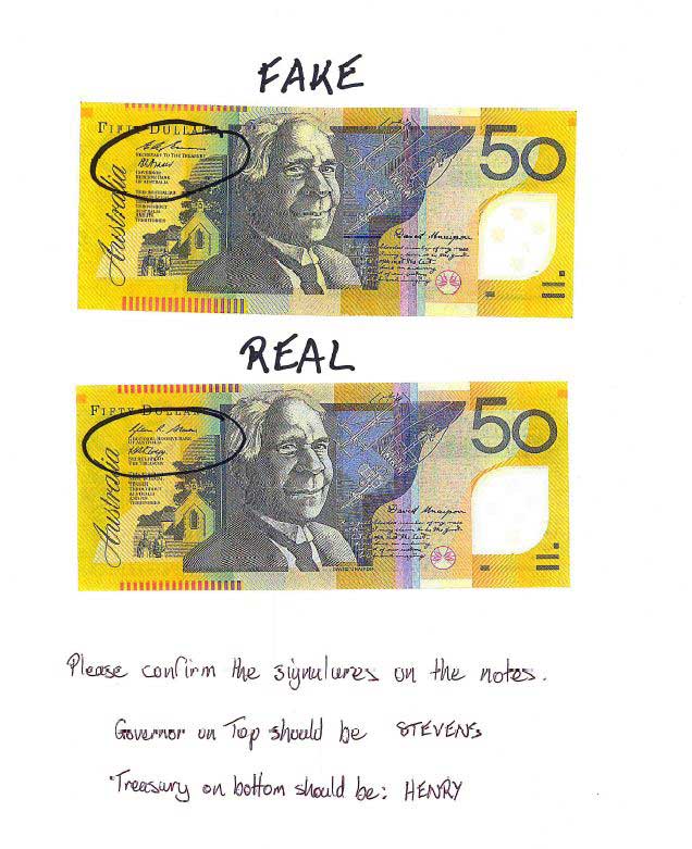 Beware! It's a Cyber World Fake 50 Australian Banknotes Hoax