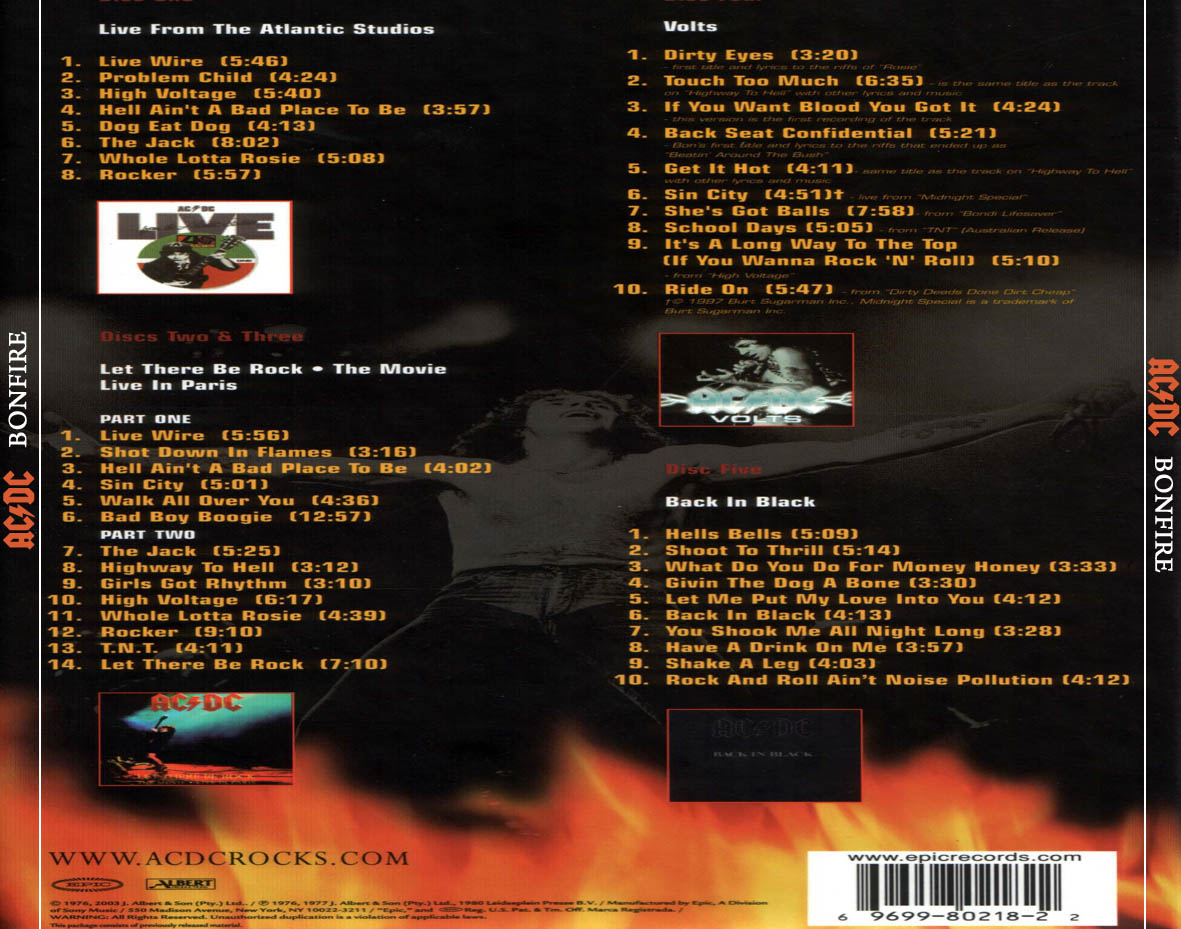 CARATULAS DE CD DE MUSICA: Acdc Bonfire(2003)