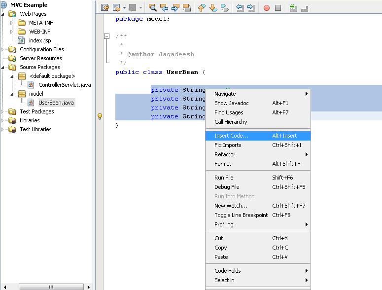 Java Made Easy: Creating Bean (Model)