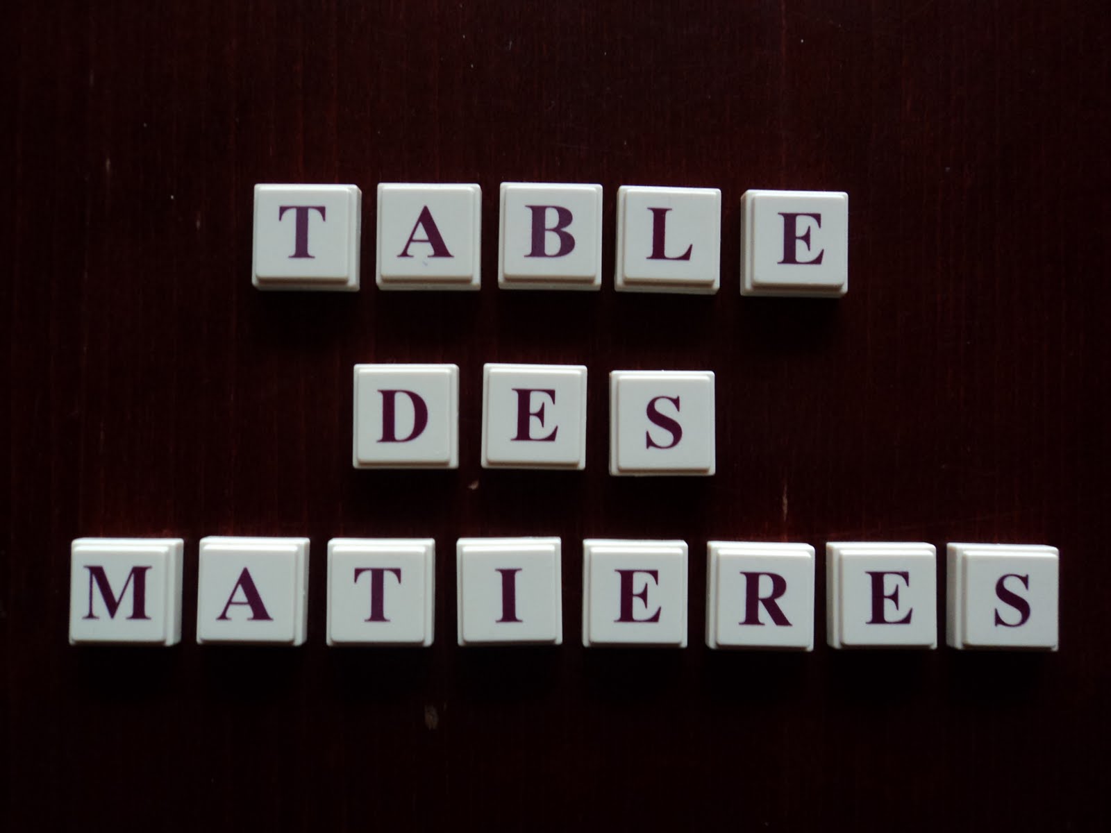 Table des matières