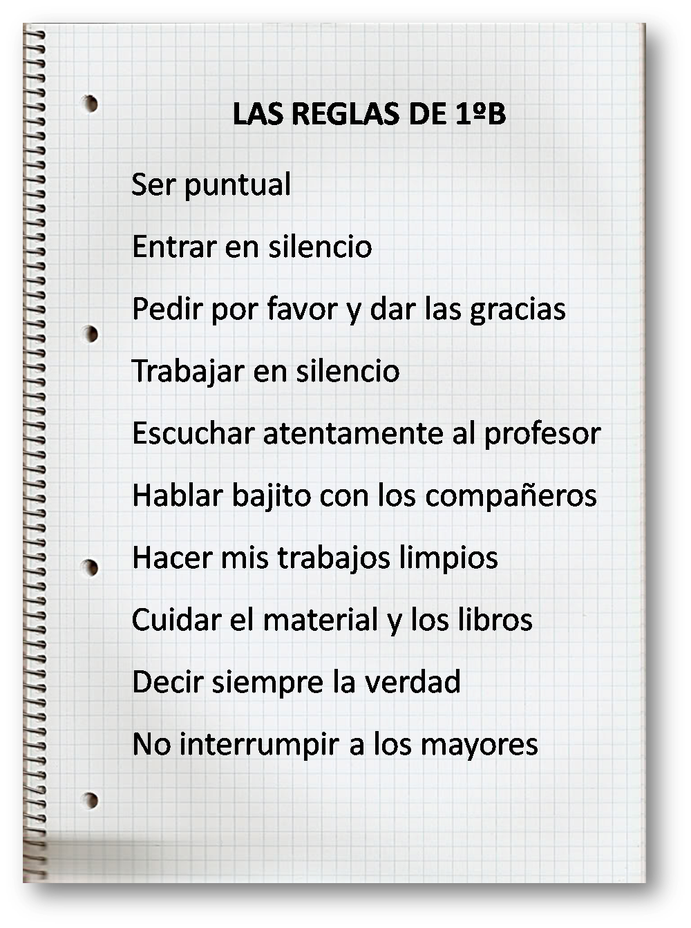 Mi Clase de Primaria Las Reglas de la Clase de 1ºB
