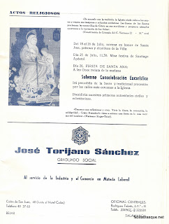 Cartel de fiestas de Candelario Salamanca actos religiosos de 1973