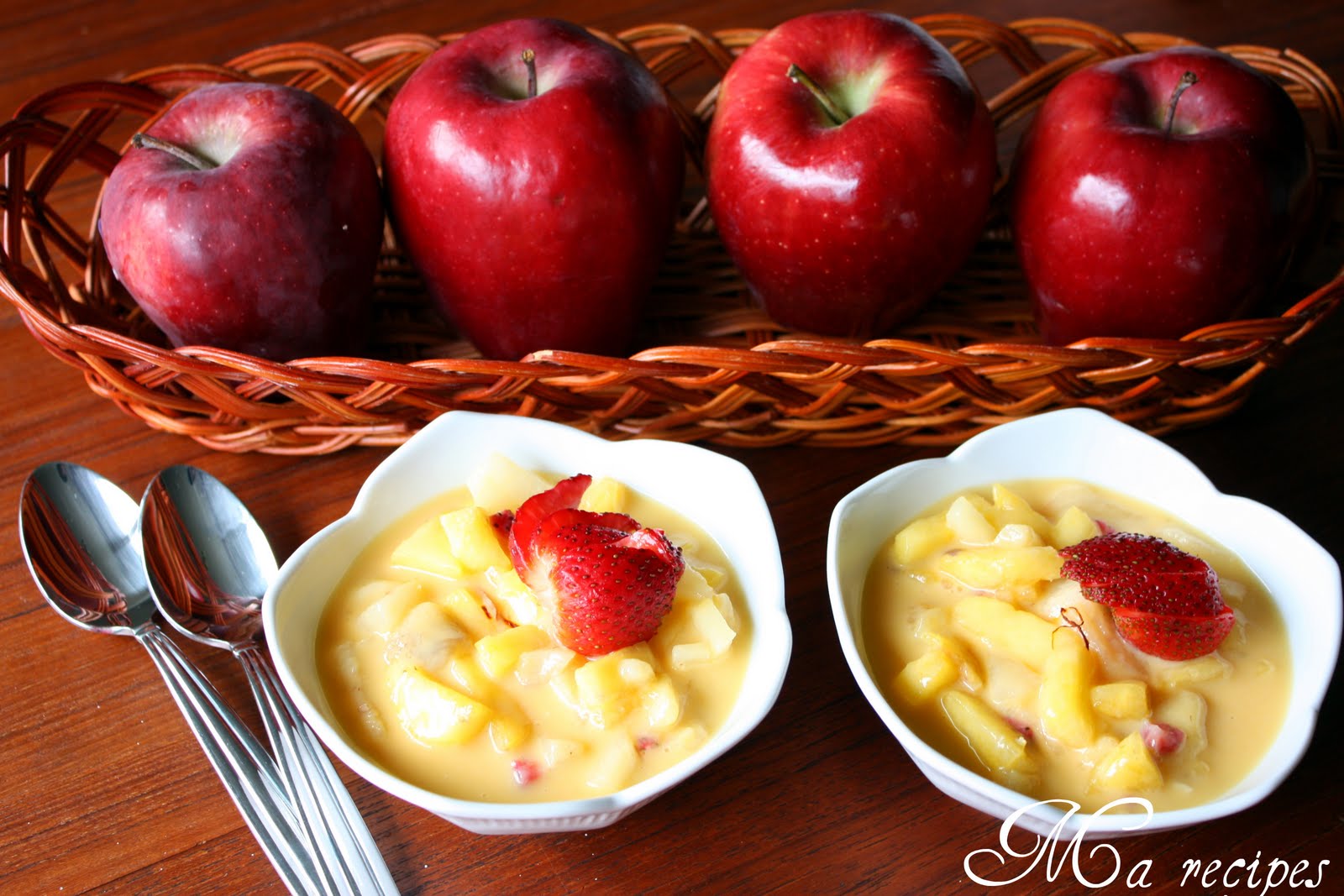 Ma recipes Fruits Salad (Fruits in Mango Pulp and Condensed milk)