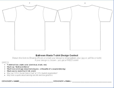 UT Ballroom Mania Club Updates: T-Shirt Design Submission Form