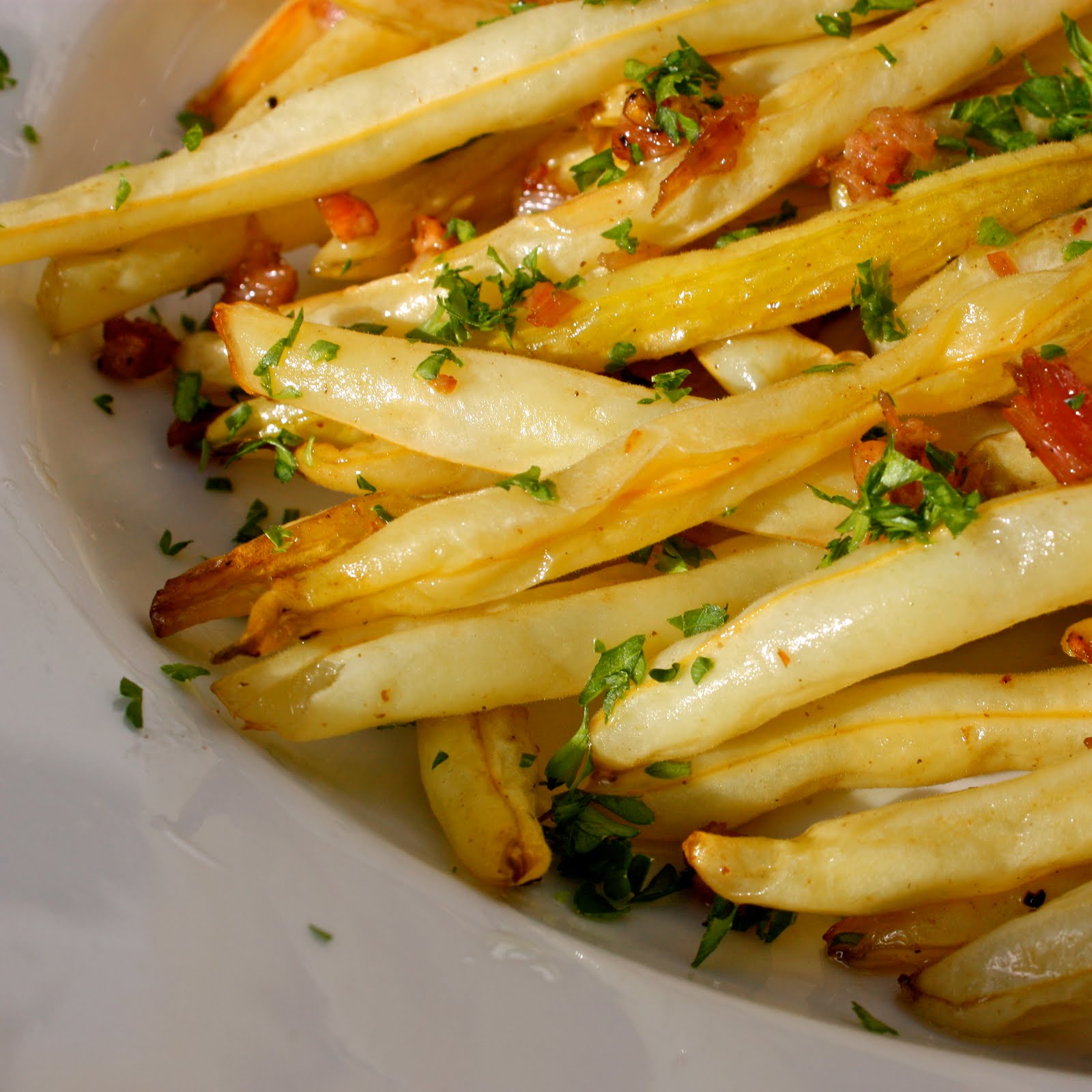 The Gypsy Chef Roasted Wax Beans with Pancetta