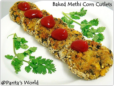 Baked Corn Methi Tikki