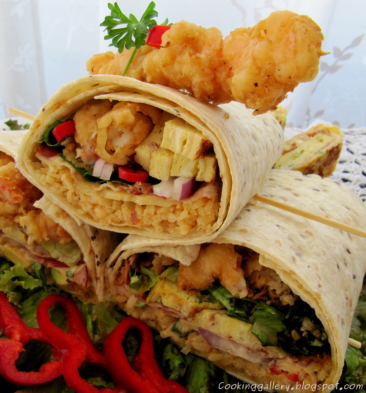 Giant Prawn Tempura Wraps with Spicy Yoghurt Dressing Cooking Gallery