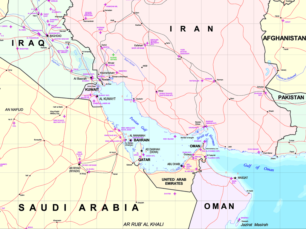 Температура воды в персидском. Персидский залив на карте. Карта ближнего Востока и Персидского залива.