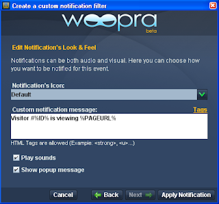 Woopra Event Notification Screenshot