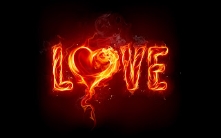 Flaming Love Text Valentines Day HD Wallpaper