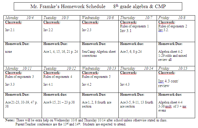 Homework help for 8th grade math