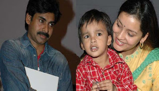 Power Star Pawan Kalyan with Renu and son Akira