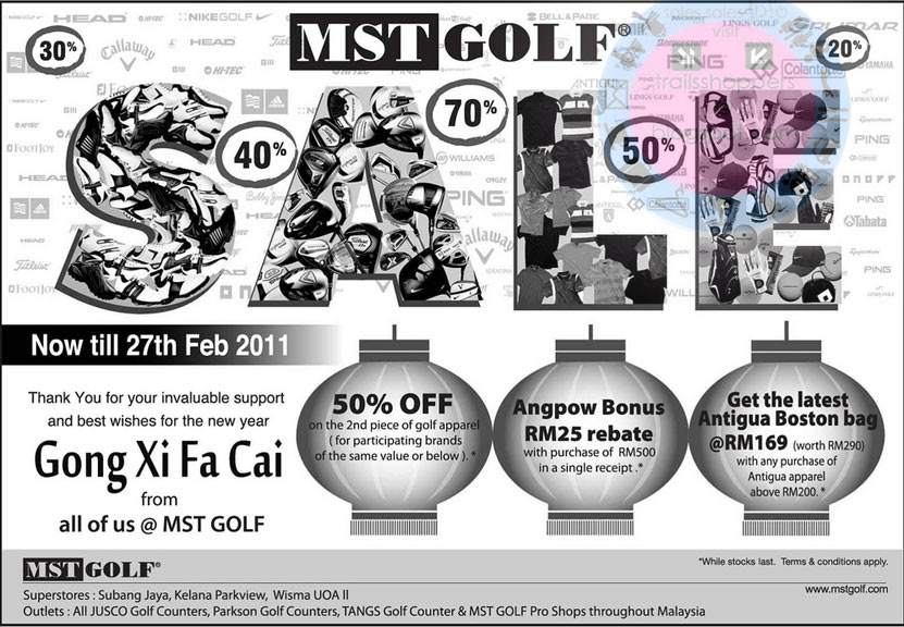 MST Golf Sale Up to 70 Off 26 January 27 February 2011