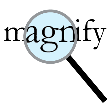 magnifying glass with magnified text made in illustrator