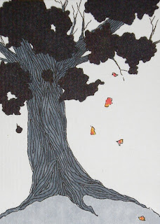 ink and marker drawing of a tree