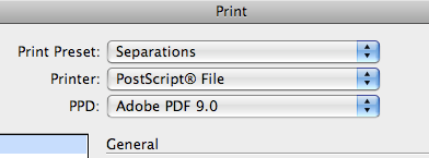 screen shot of print specification tab