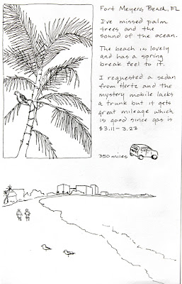 Travel journal drawings trip to Sanibel Island in Florida