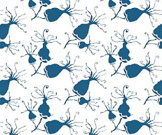 blossom, repeat pattern, blue, mizu designs