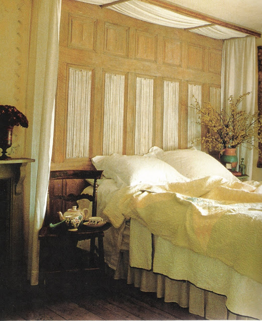 Bedrooms, Victoria Hearst Books, bed and tea, edited by lb for linenandlavender.net