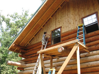 The Nichols Log Home Stain And Sheetrock Finished