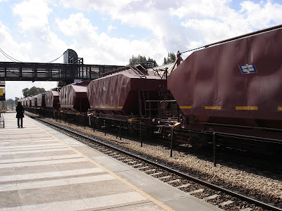 Freight train passes through Binyamina train station