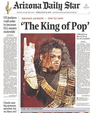 michael death jackson newspaper front 2009 jacksons pages
