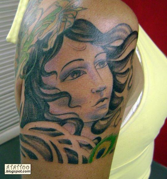 Imagenes de tatuajes caras de mujeres en cuello,  cartoon
