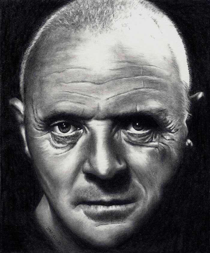 Go to Drawing of Anthony Hopkins Hannibal Lecter