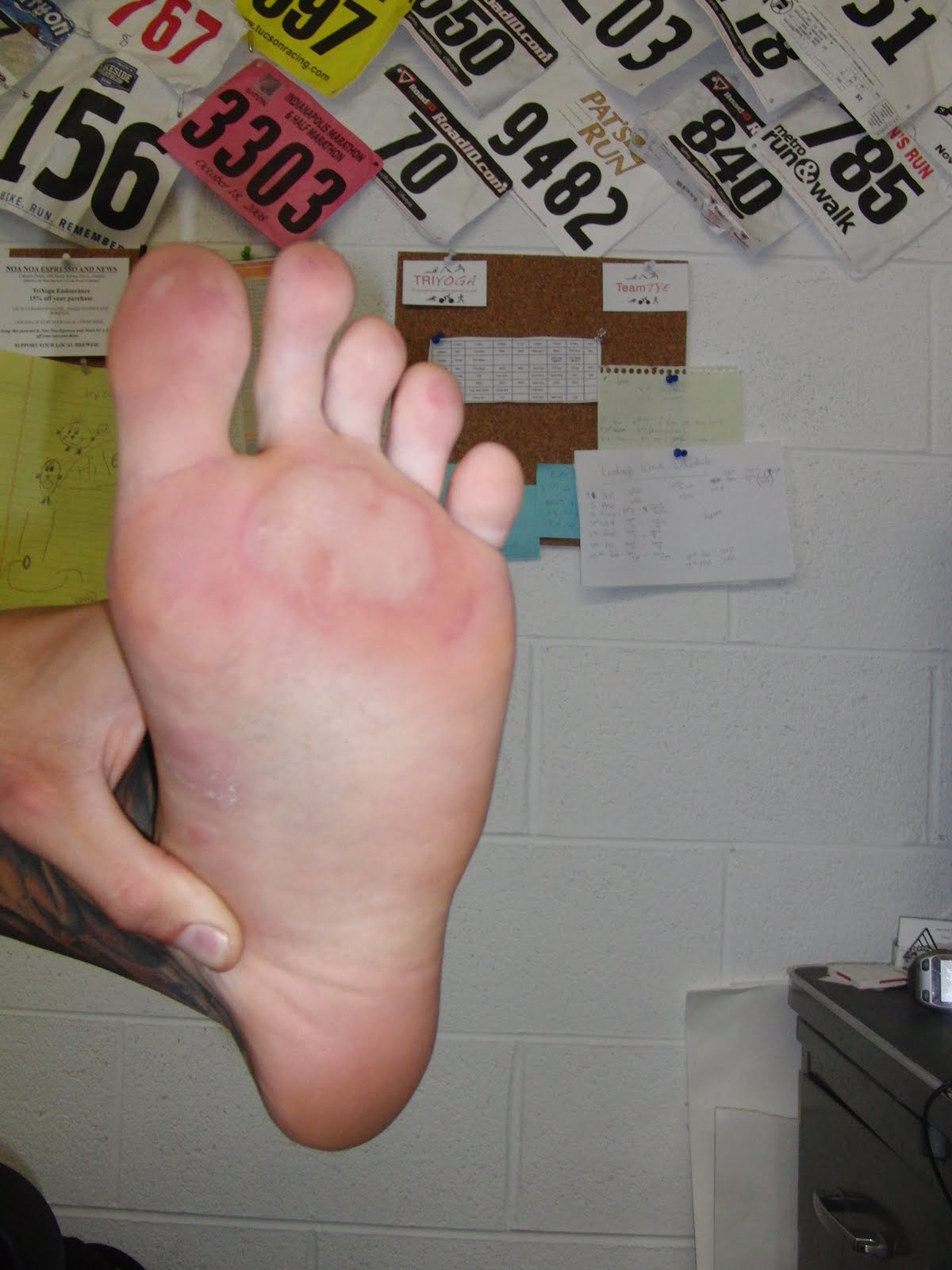running barefoot on asphalt