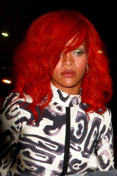 rihanna red hair curly. rihanna red hair curly hair.