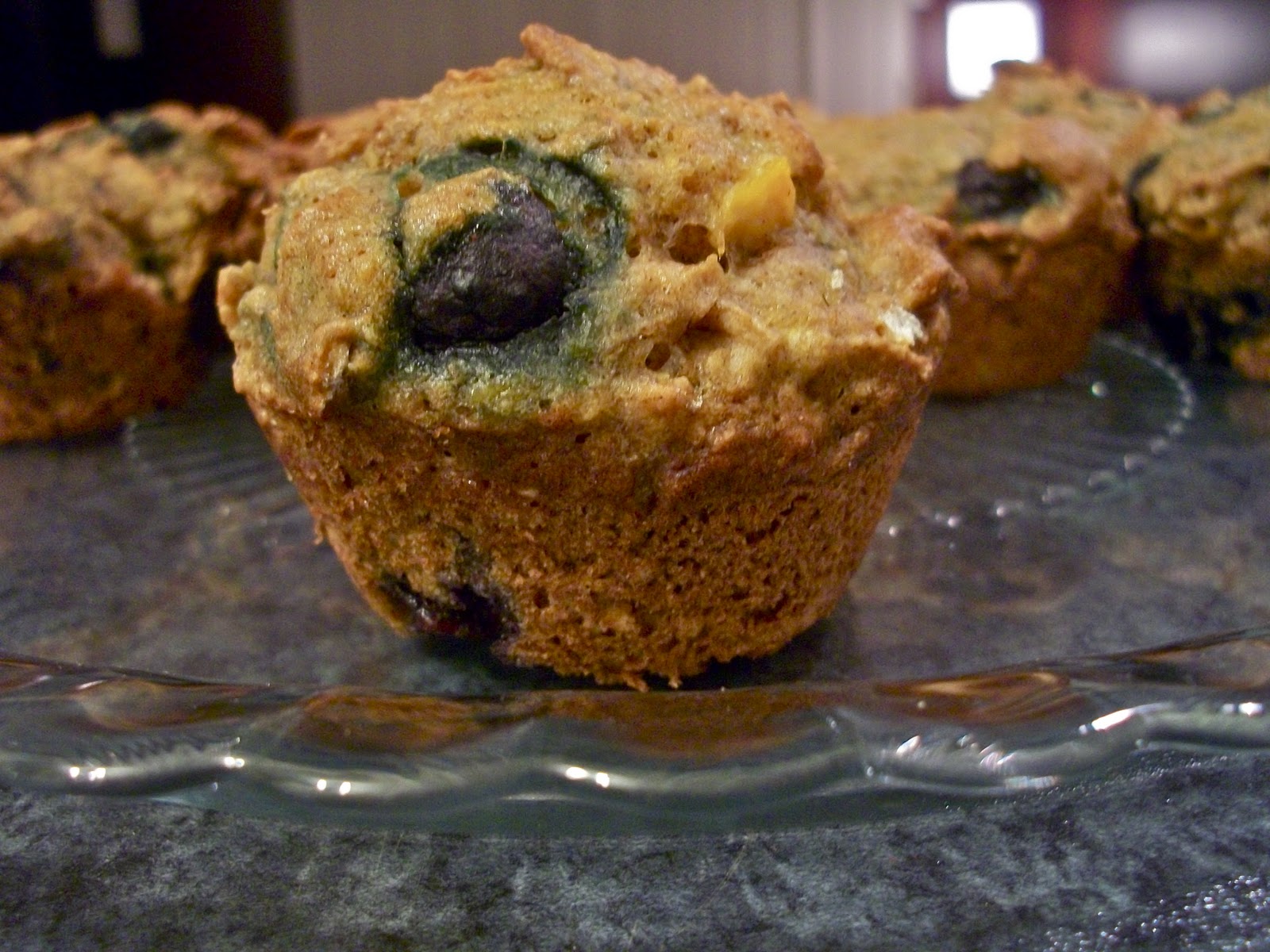 Brooke Bakes Blueberry Peach Bran Muffins