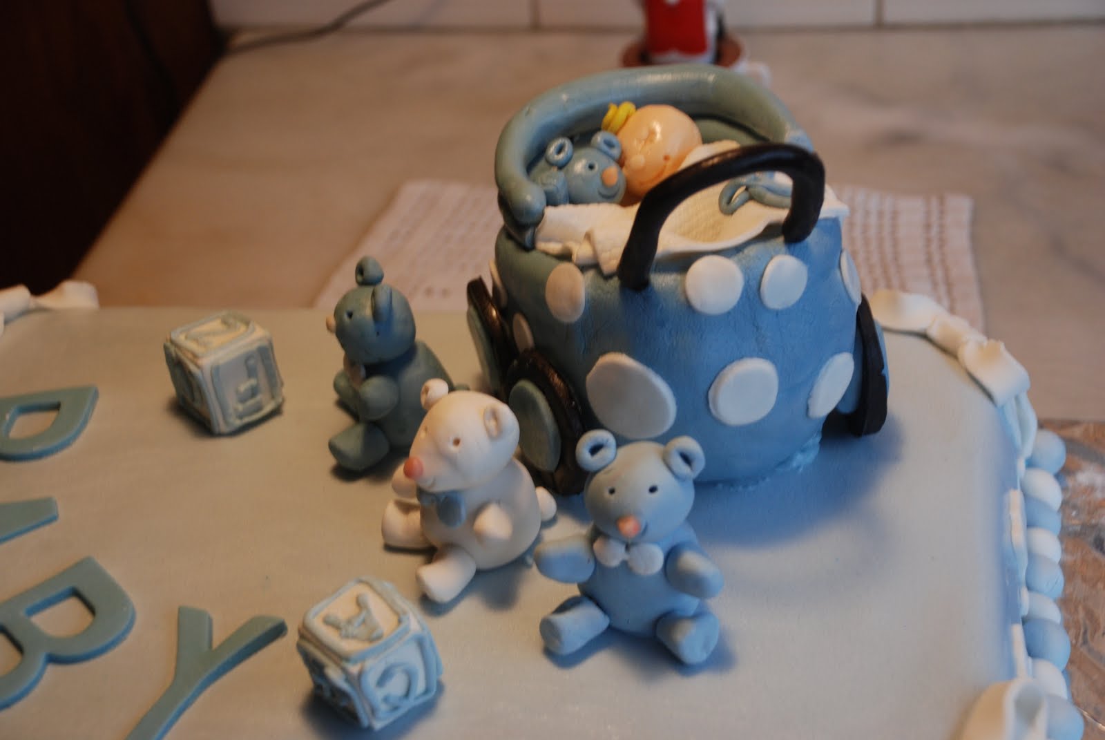 ikbush Bebek Arabalı Pasta Baby Shower Cake for Boys