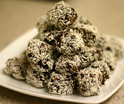 Dried fruit, nut, and coconut truffles