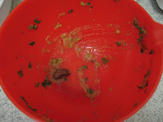 the empty bowl after enjoying Avocado and bean dip with a movie