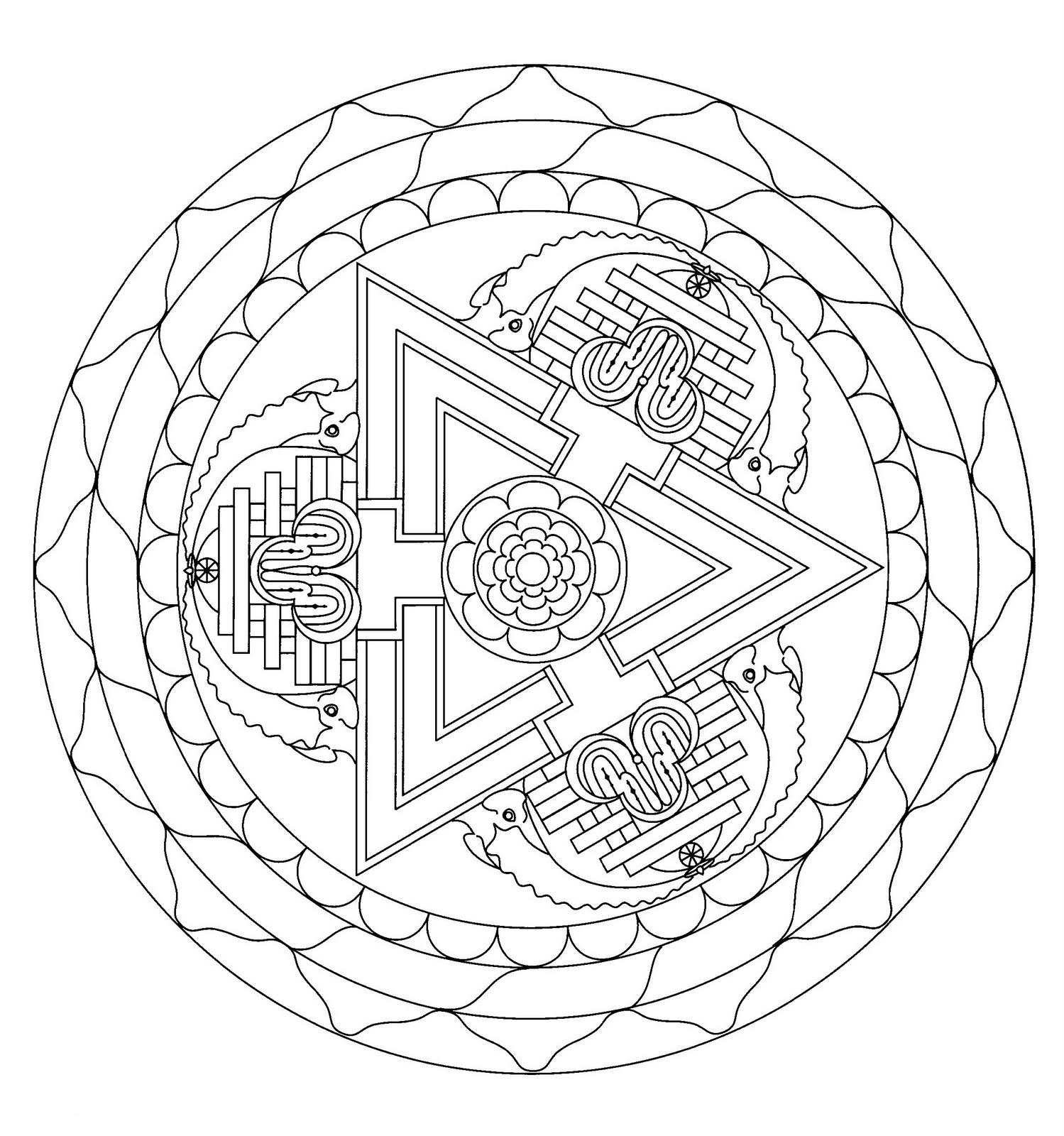 Tibetan mandala, Coloring pages, Mandala