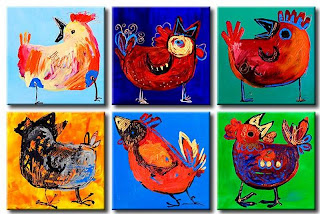 Gallinas de colores - Pintura infantil