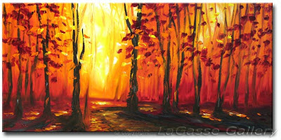 Autumn painting - Fall leaves and Trees