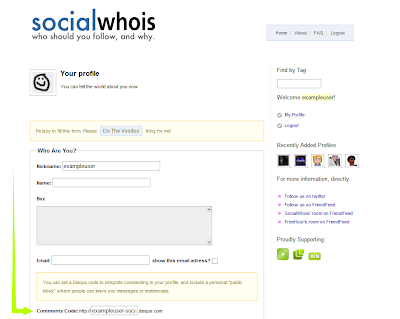 add the comment code in SocialWhois