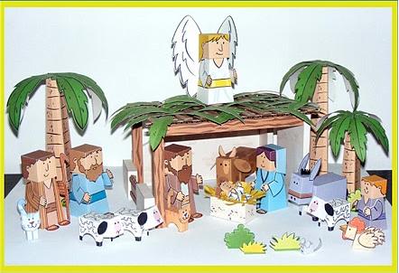 Kostenlose Papiermodelle: Einfache Weihnachtskrippe