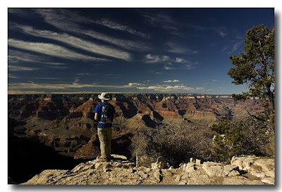 Man on South Rim of Grand Canyon at Sunset